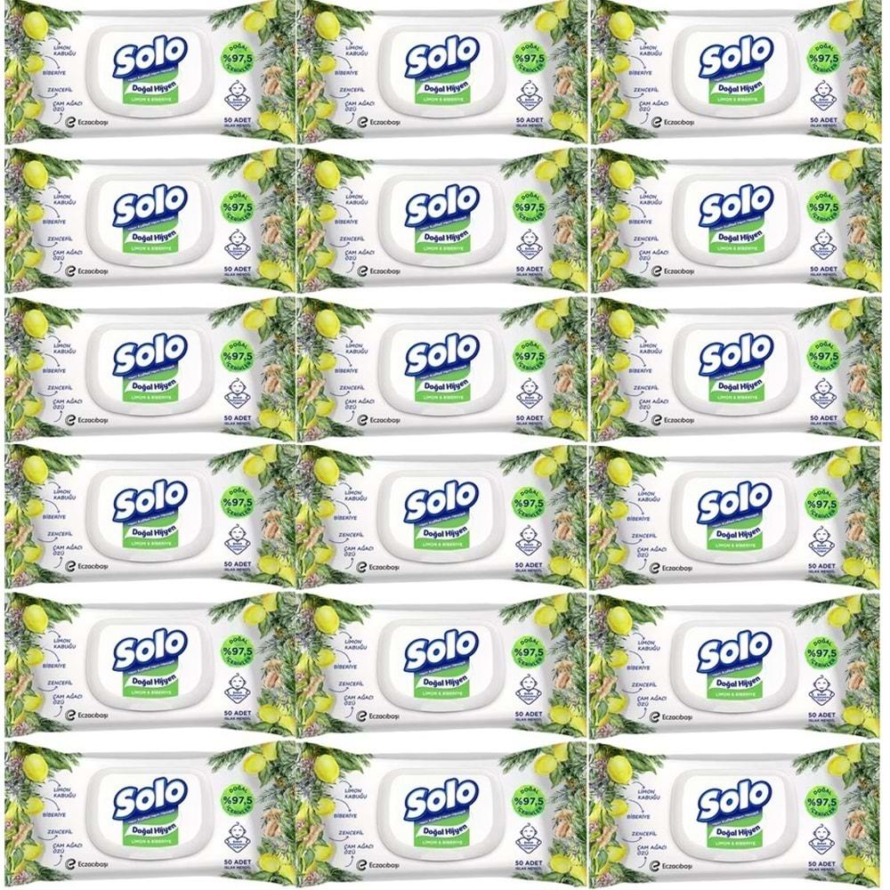 Solo Islak Havlu Mendil 50 Yaprak Limon & Biberiye (18 Li Set) (6PK*3) 900 Yaprak