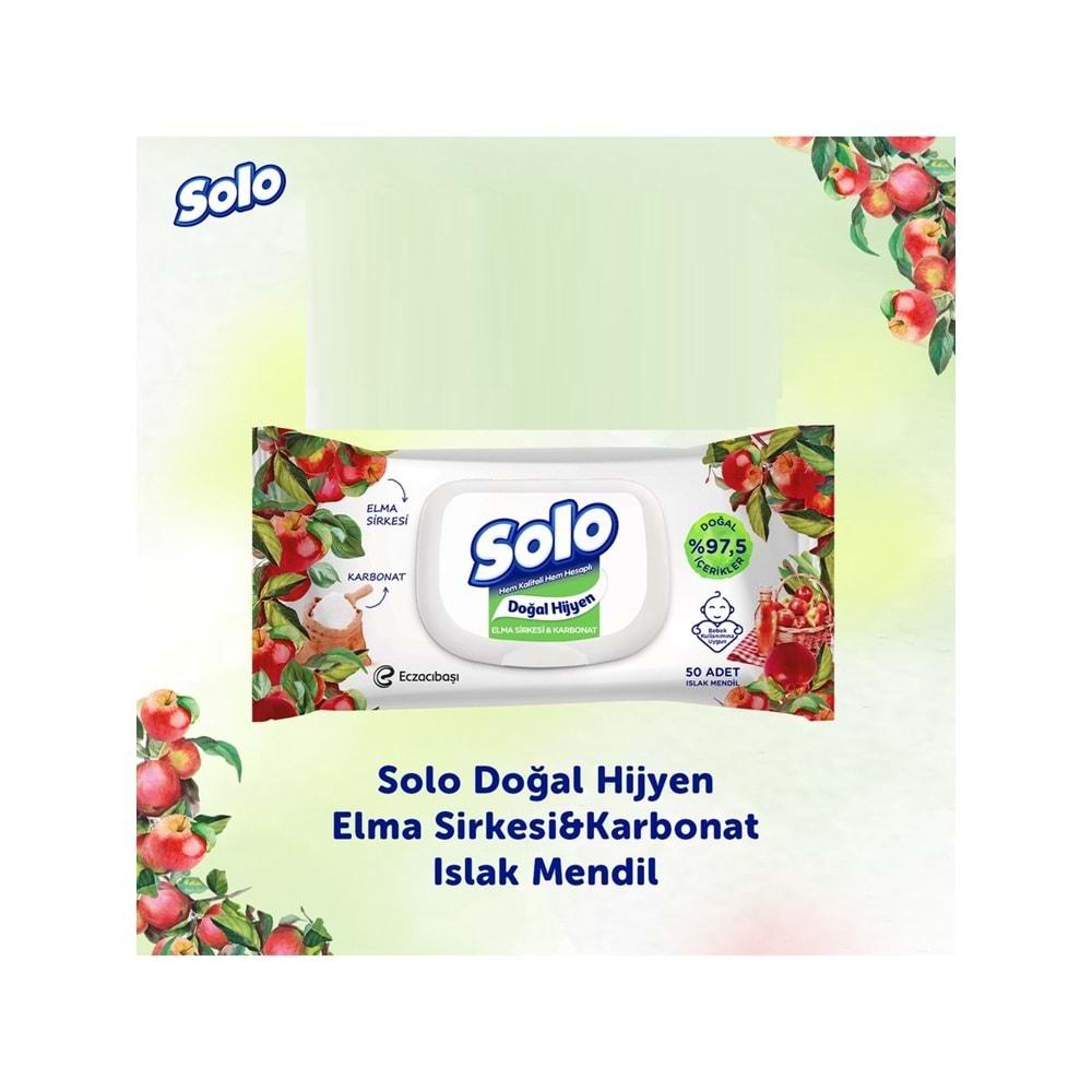 Solo Islak Havlu Mendil 50 Yaprak Elma Sirkesi & Karbonat (24 Lü Set) (8PK*3) 1200 Yaprak