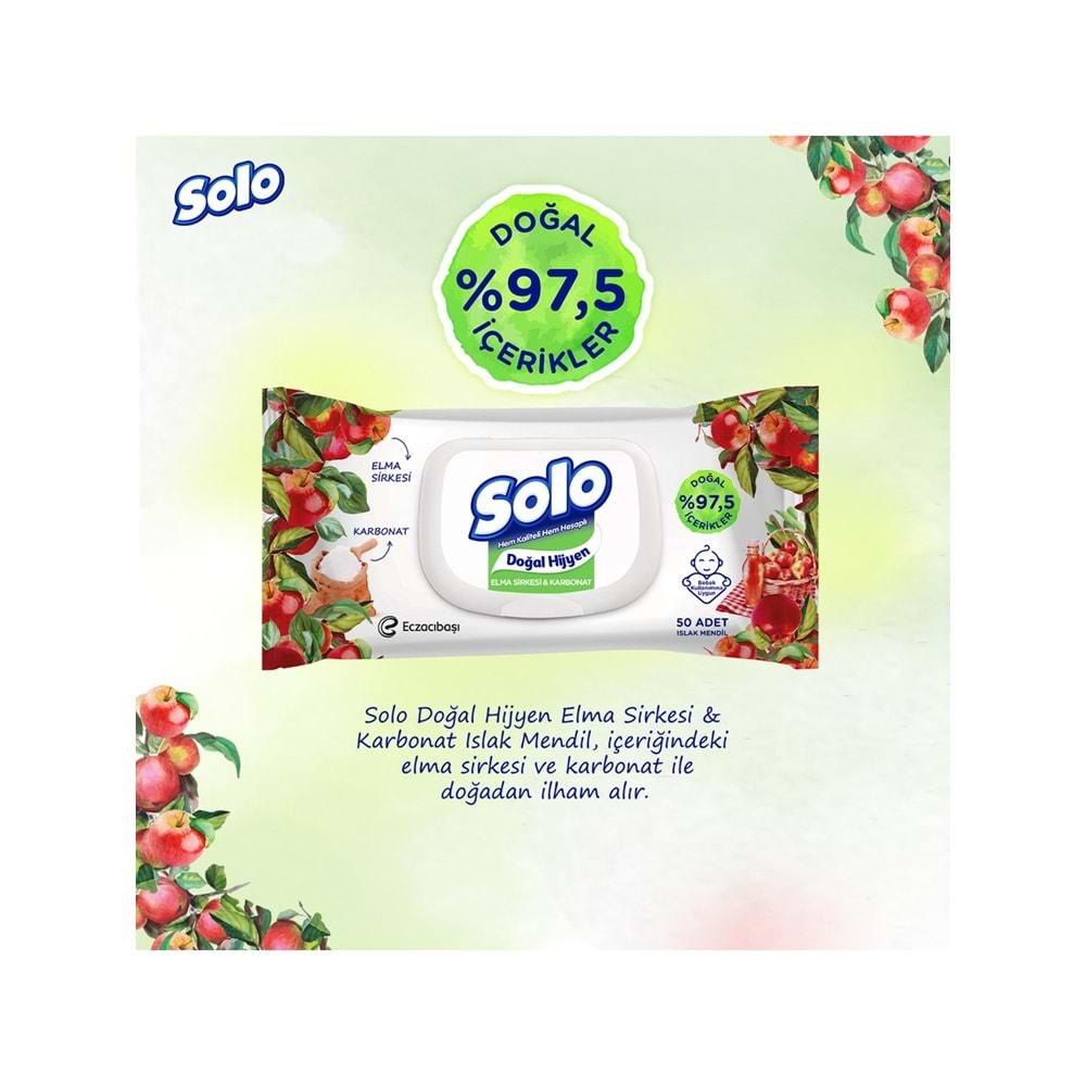 Solo Islak Havlu Mendil 50 Yaprak Elma Sirkesi & Karbonat (24 Lü Set) (8PK*3) 1200 Yaprak