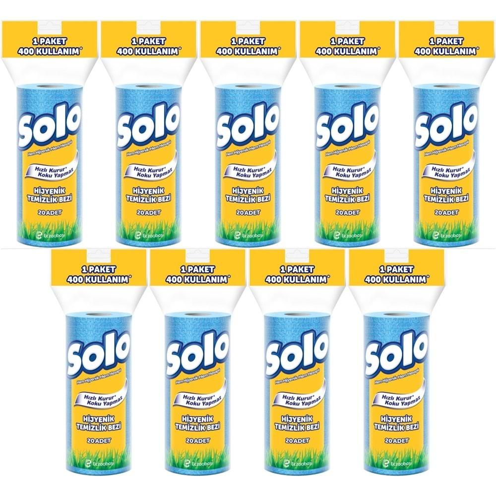 Solo Hijyenik Temizlik Bezi (İç adet 20 Li) (Kokusuz ve Hızla Kuruyan) (9 Lu Set)