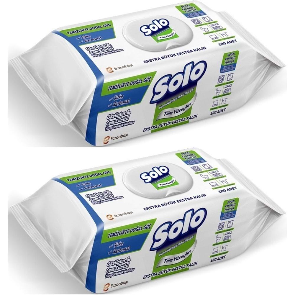 Solo Yüzey Temizlik Havlusu - Mendili 100 Yaprak Okaliptus & Çam Esintisi (2 Li Set) 200 Yaprak