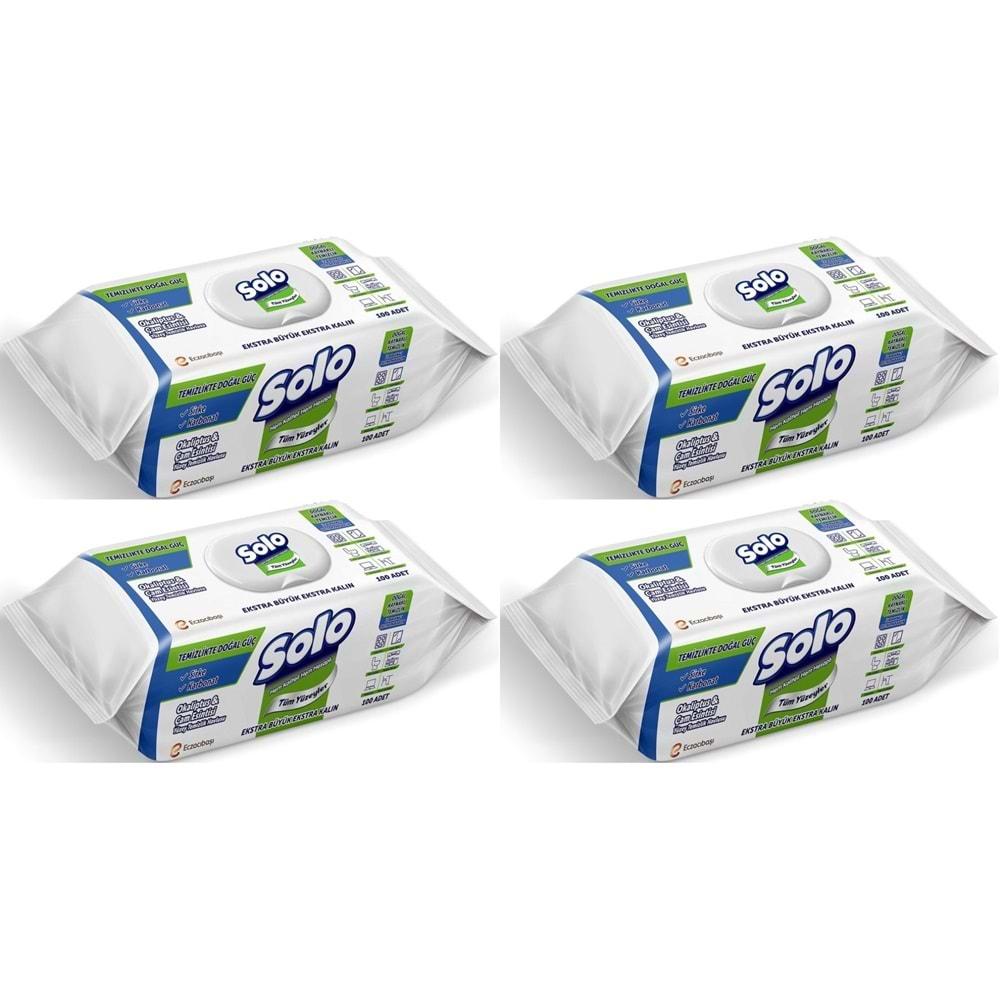 Solo Yüzey Temizlik Havlusu - Mendili 100 Yaprak Okaliptus & Çam Esintisi (4 Lü Set) 400 Yaprak