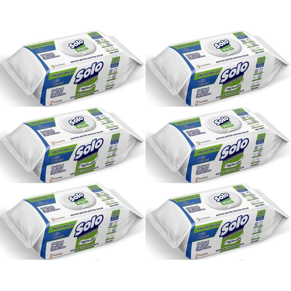 Solo Yüzey Temizlik Havlusu - Mendili 100 Yaprak Okaliptus & Çam Esintisi (6 Lı Set) 600 Yaprak