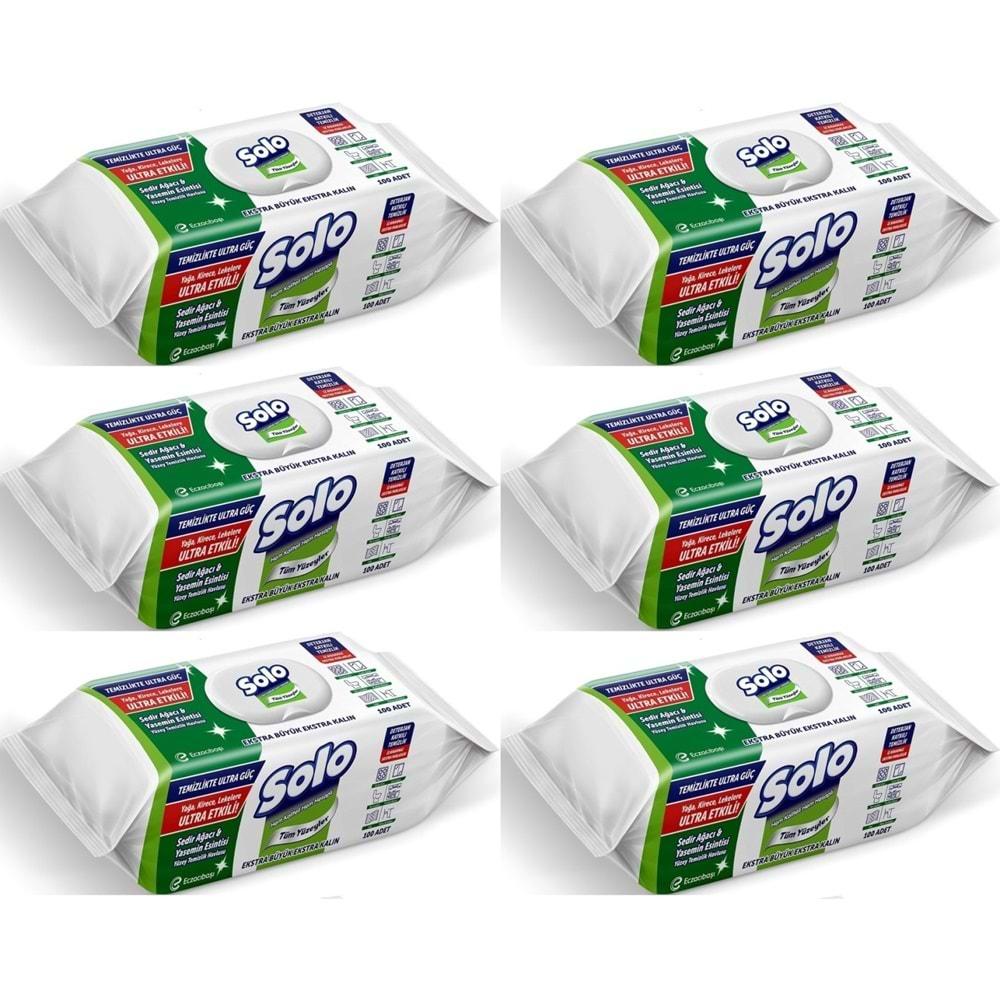 Solo Yüzey Temizlik Havlusu - Mendili 100 Yaprak Sedir Ağacı & Yasemin Esintisi (6 Lı Set) 600 Yprk