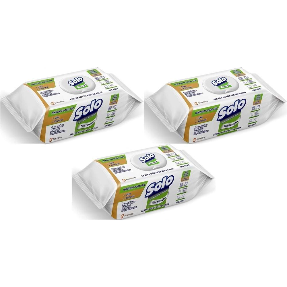 Solo Yüzey Temizlik Havlusu - Mendili 100 Yaprak Beyaz Sabun Ferahlığı (3 Lü Set) 300 Yaprak