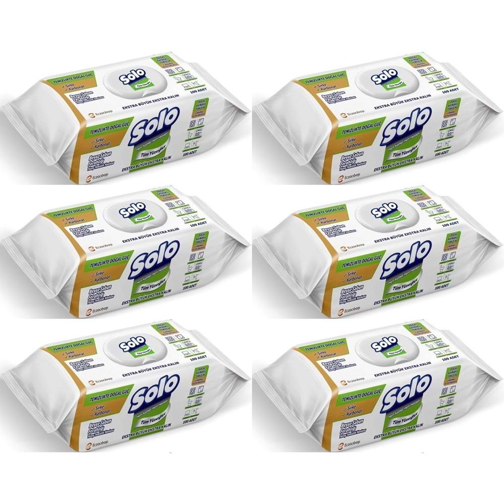 Solo Yüzey Temizlik Havlusu - Mendili 100 Yaprak Beyaz Sabun Ferahlığı (6 Lı Set) 600 Yaprak