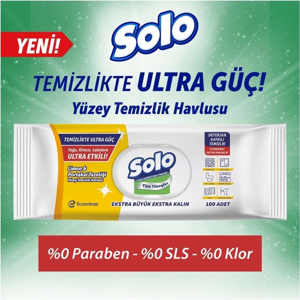 Solo Yüzey Temizlik Havlusu - Mendili 100 Yaprak Limon & Portakal Tazeliği (9 Lu Set) 900 Yaprak