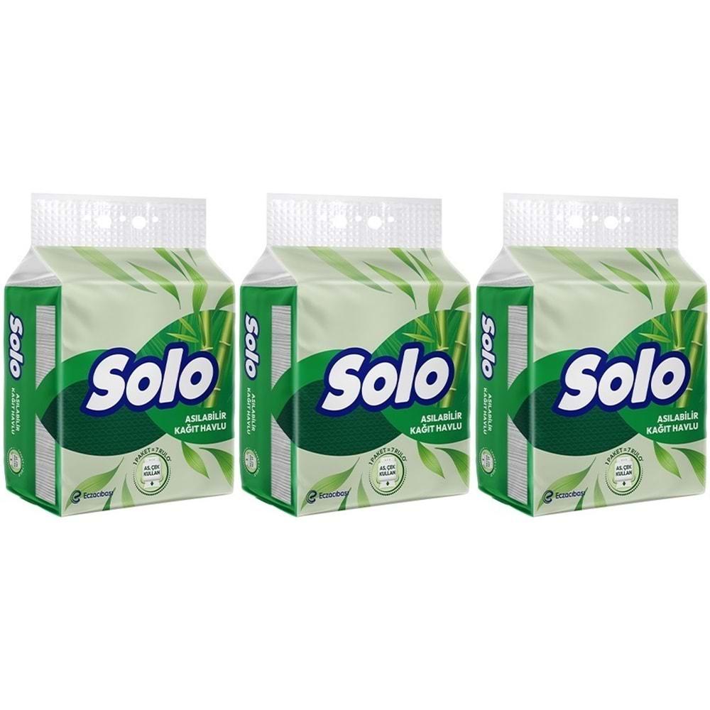 Solo Asılabilir Kağıt Havlu 1 Paket (1PK= 7 Rulo) Hijyenik ve Pratik Kullanım İçin Uygun (3 Lü Set)