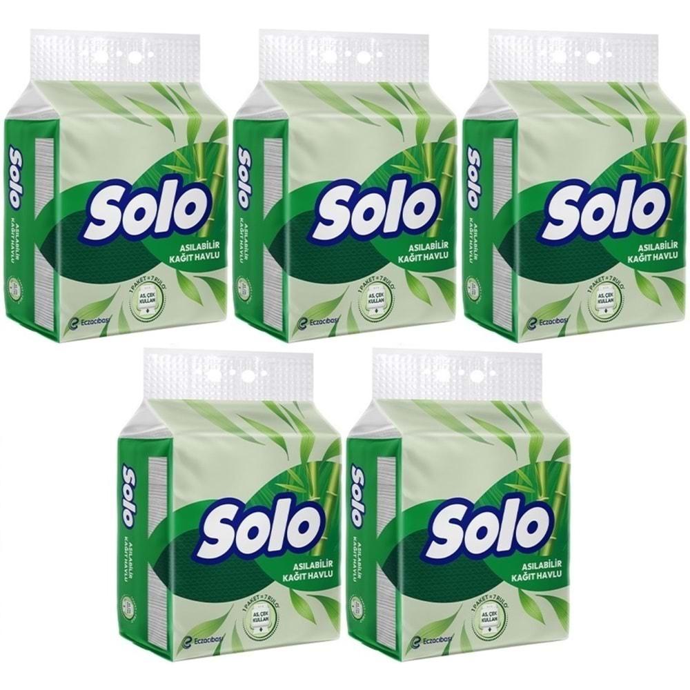 Solo Asılabilir Kağıt Havlu 1 Paket (1PK= 7 Rulo) Hijyenik ve Pratik Kullanım İçin Uygun (5 Li Set)