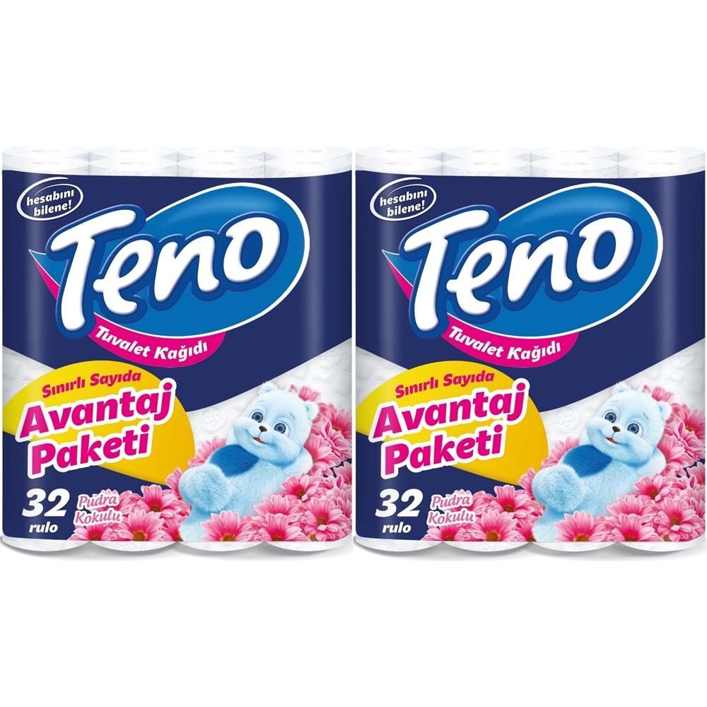 Teno Ultra Tuvalet Kağıdı Çift Katlı 64 Lü Paket Pudra Kokulu (Avantaj Pk Serisi) (2PK*32)