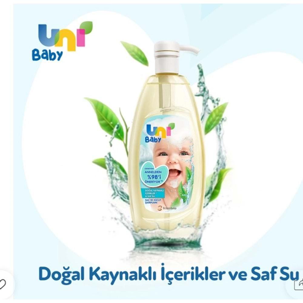 Uni Baby Saç ve Vücut Şampuan 700ML (Pompalı) (9 Lu Set)
