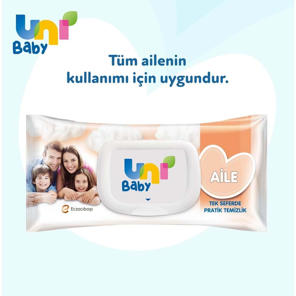 Uni Baby Islak Havlu Mendil 90 Yaprak Aile (4 Lü Set) 360 Yaprak Plastik Kapaklı