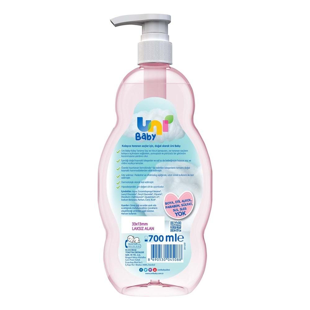 Uni Baby Bebek Kolay Tarama Saç ve Vücut Şampuanı 700ML (Pompalı) (2 Li Set)