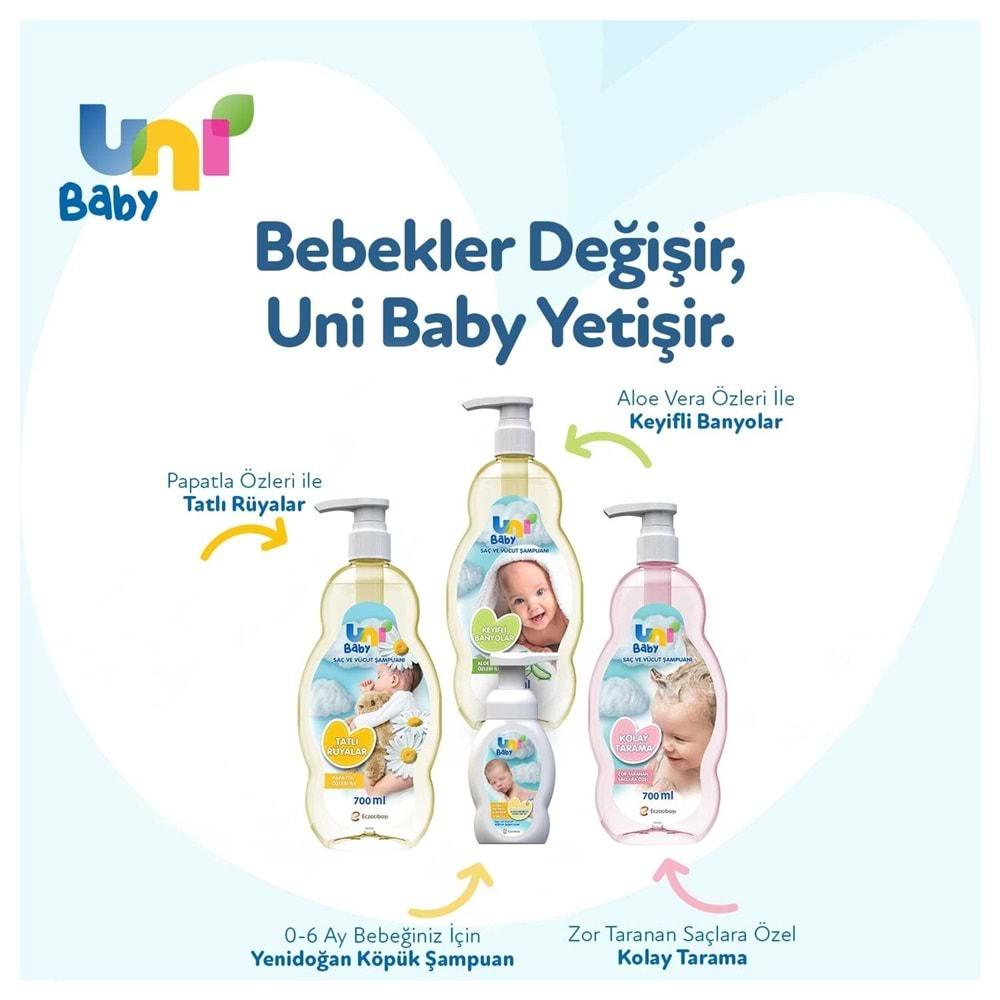 Uni Baby Bebek Kolay Tarama Saç ve Vücut Şampuanı 700ML (Pompalı) (6 Lı Set)