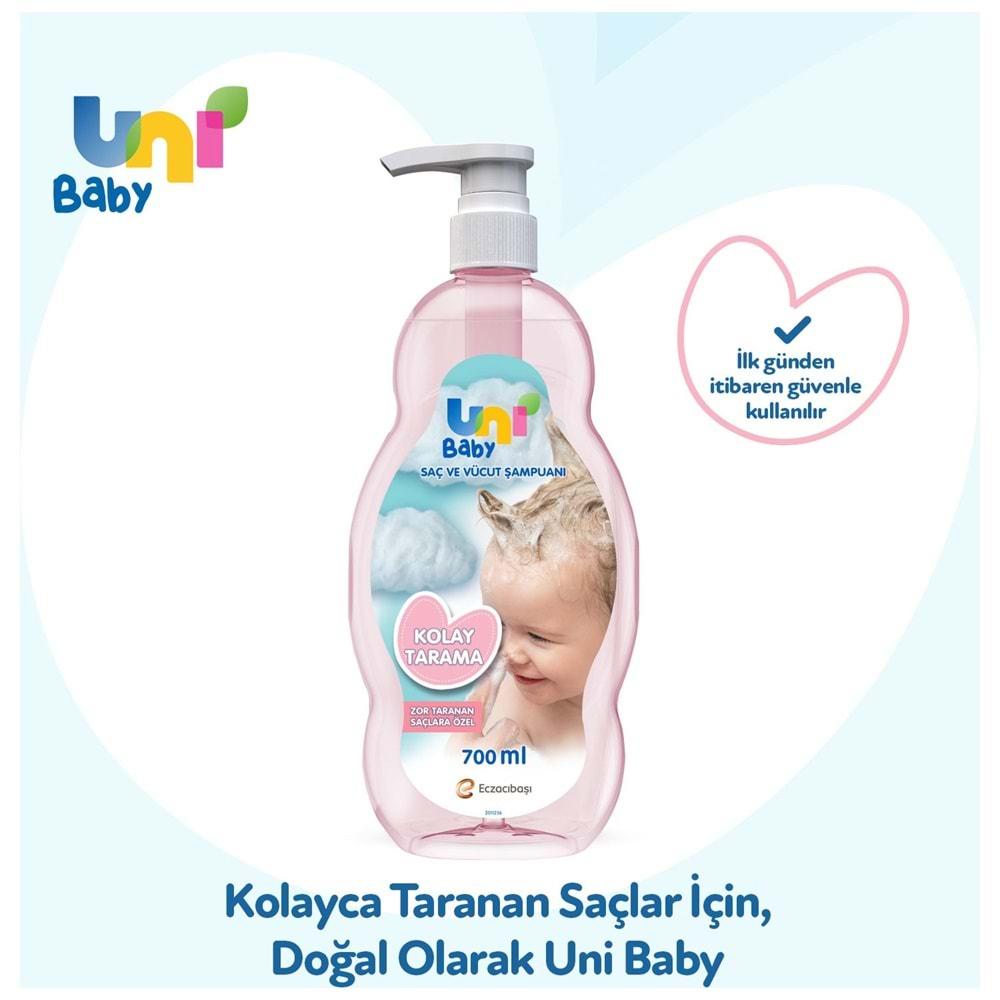 Uni Baby Bebek Kolay Tarama Saç ve Vücut Şampuanı 700ML (Pompalı) (6 Lı Set)