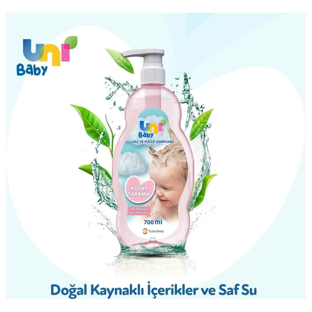 Uni Baby Bebek Kolay Tarama Saç ve Vücut Şampuanı 700ML (Pompalı) (12 Li Set)