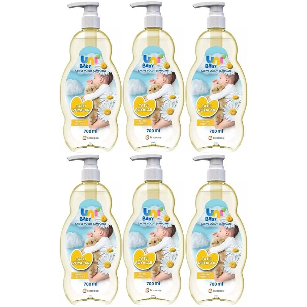 Uni Baby Bebek Şampuanı 700ML Tatlı Rüyalar (Pompalı) (6 Lı Set)