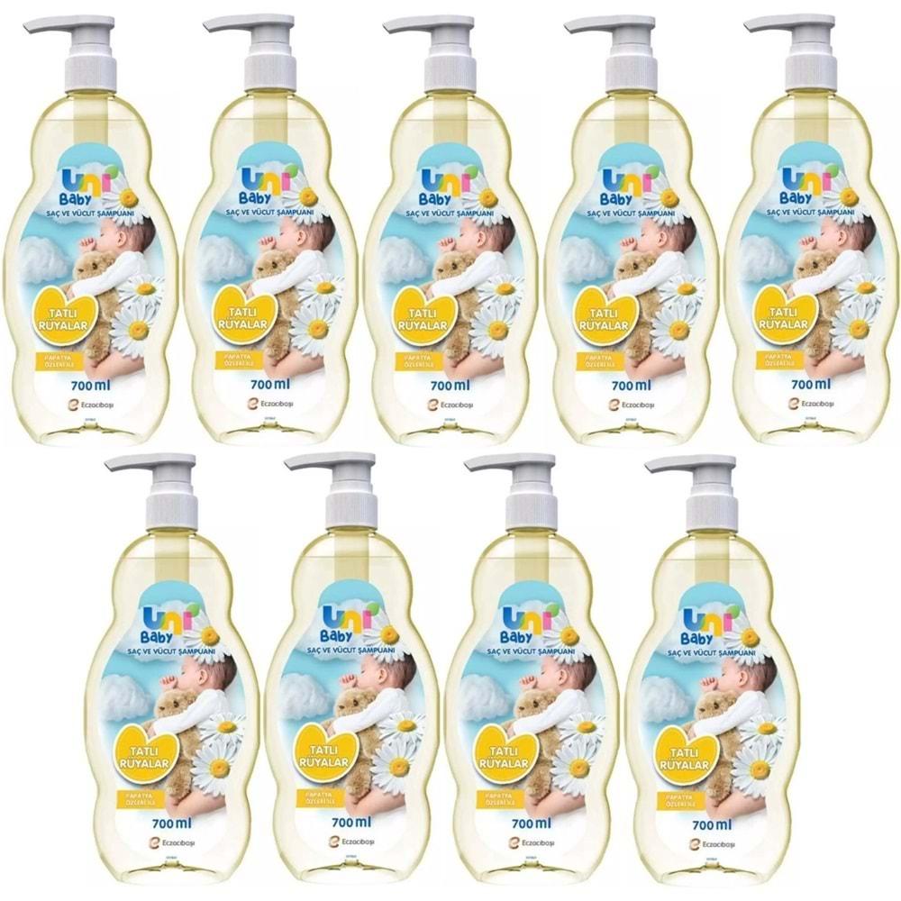 Uni Baby Bebek Şampuanı 700ML Tatlı Rüyalar (Pompalı) (9 Lu Set)