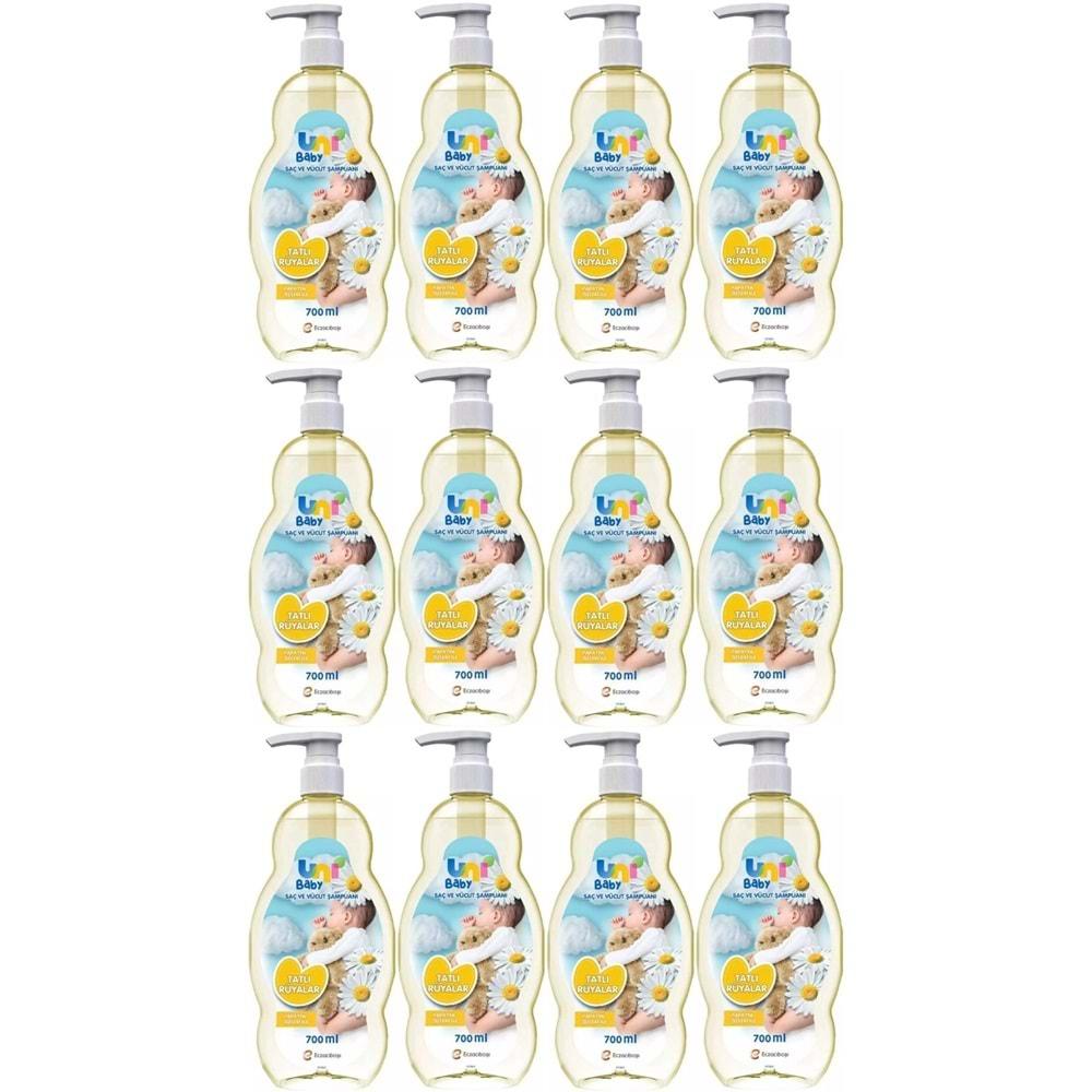 Uni Baby Bebek Şampuanı 700ML Tatlı Rüyalar (Pompalı) (12 Li Set)