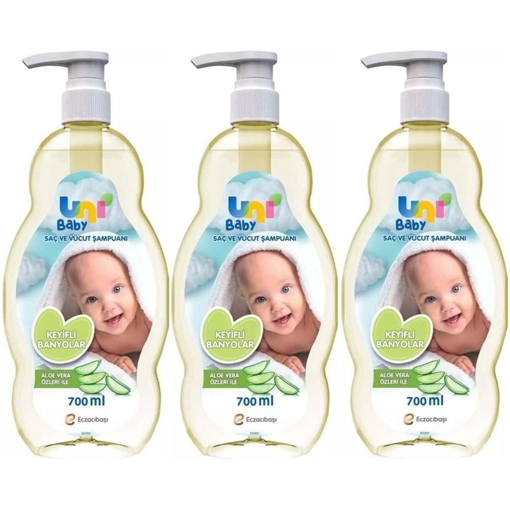 Uni Baby Bebek Şampuanı 700ML Keyifli Banyolar (Pompalı) (3 Lü Set)