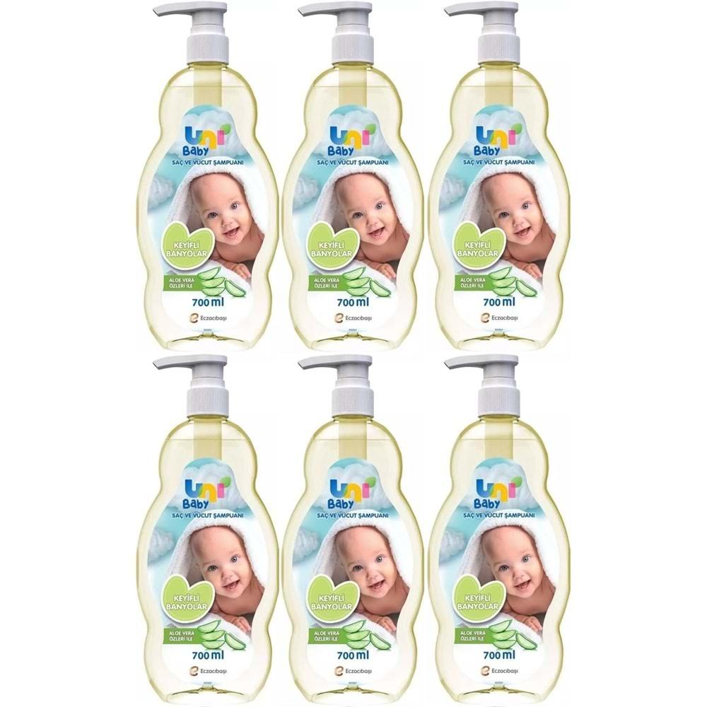 Uni Baby Bebek Şampuanı 700ML Keyifli Banyolar (Pompalı) (6 Lı Set)