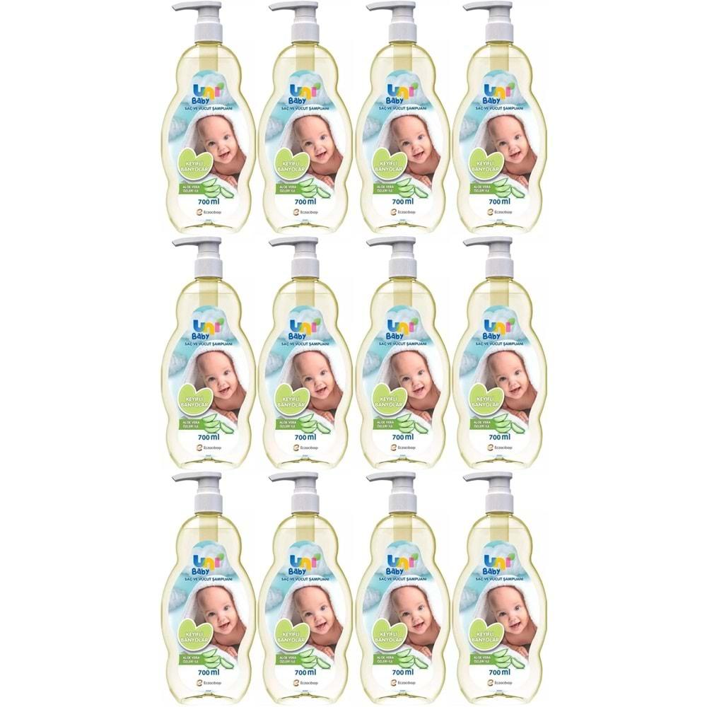 Uni Baby Bebek Şampuanı 700ML Keyifli Banyolar (Pompalı) (12 Li Set)