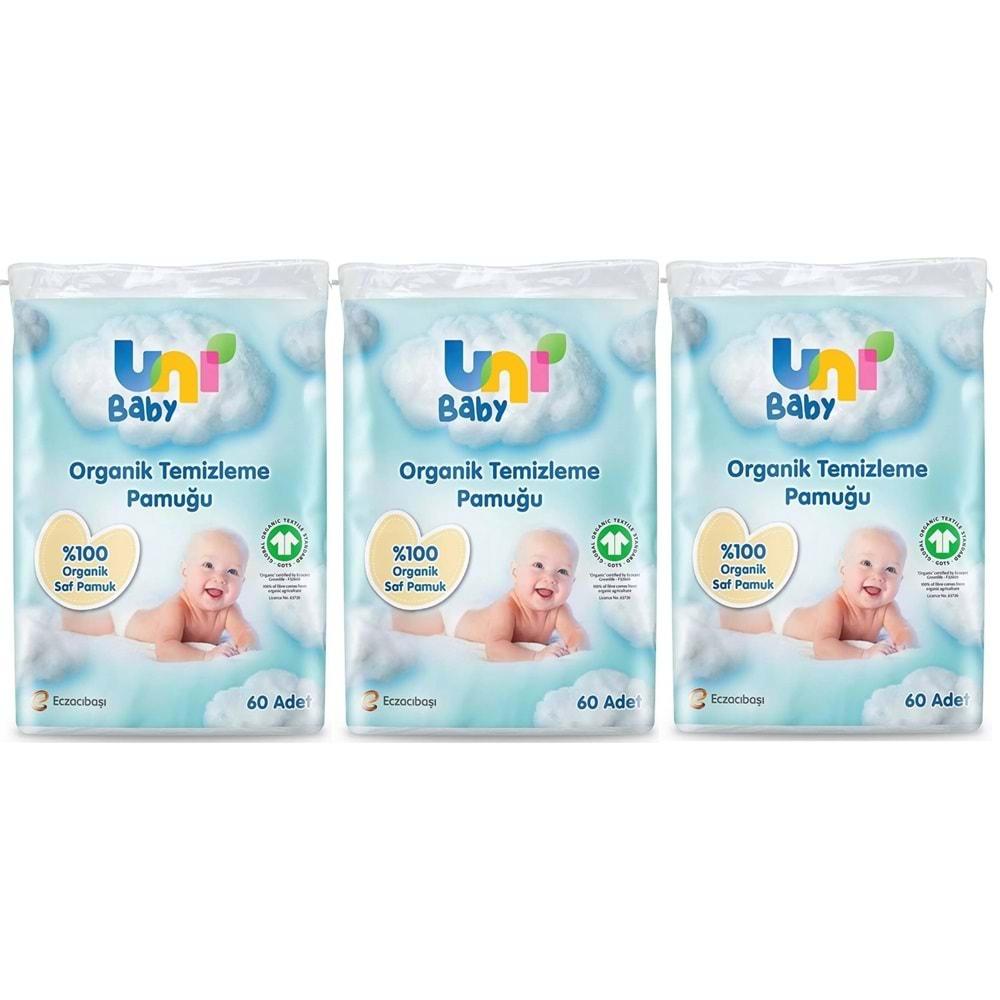 Uni Baby Bebek Temizleme Pamuğu 60 Adet Tekli Pk (3 Lü Set)