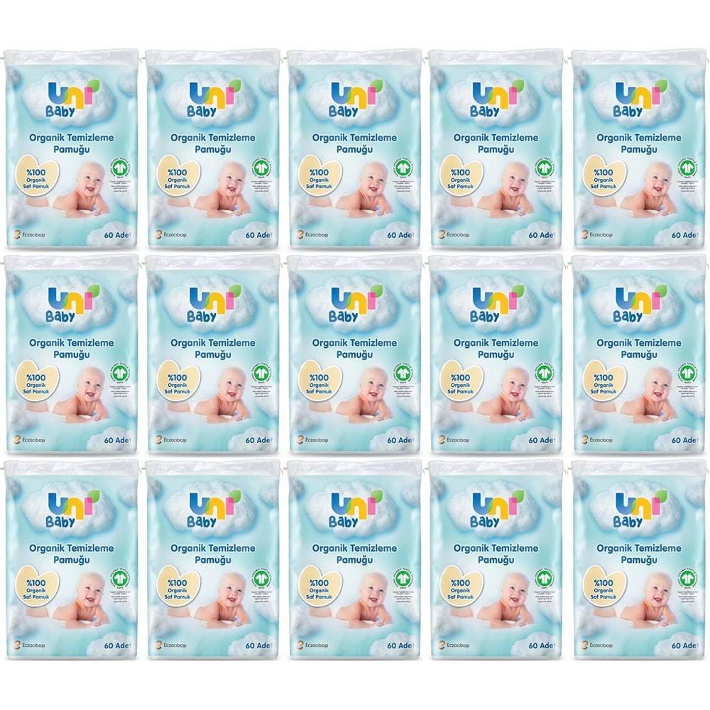 Uni Baby Bebek Temizleme Pamuğu 60 Adet Tekli Pk (15 Li Set)