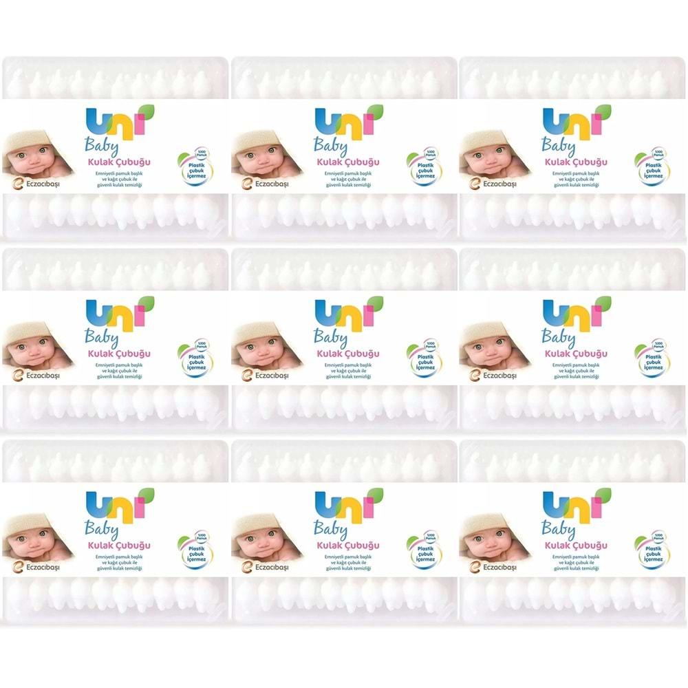 Uni Baby Kulak Temizleme Çubuğu 60 Adet Emniyetli (Bebekler İçin) (9 Lu Set)