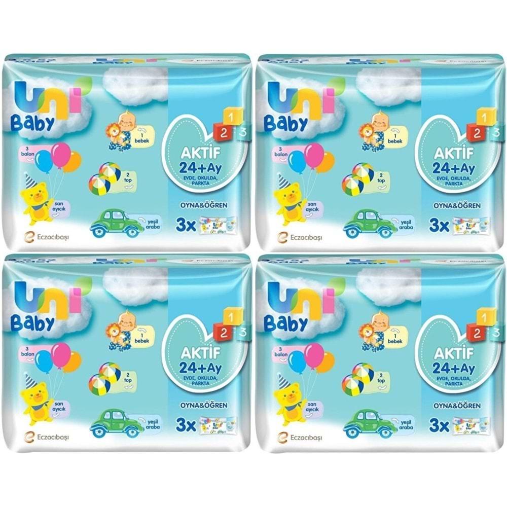 Uni Baby Islak Havlu Aktif / Oyna & Öğren 52 Yaprak (12 Li Set) 624 Yaprak (4PK*3)