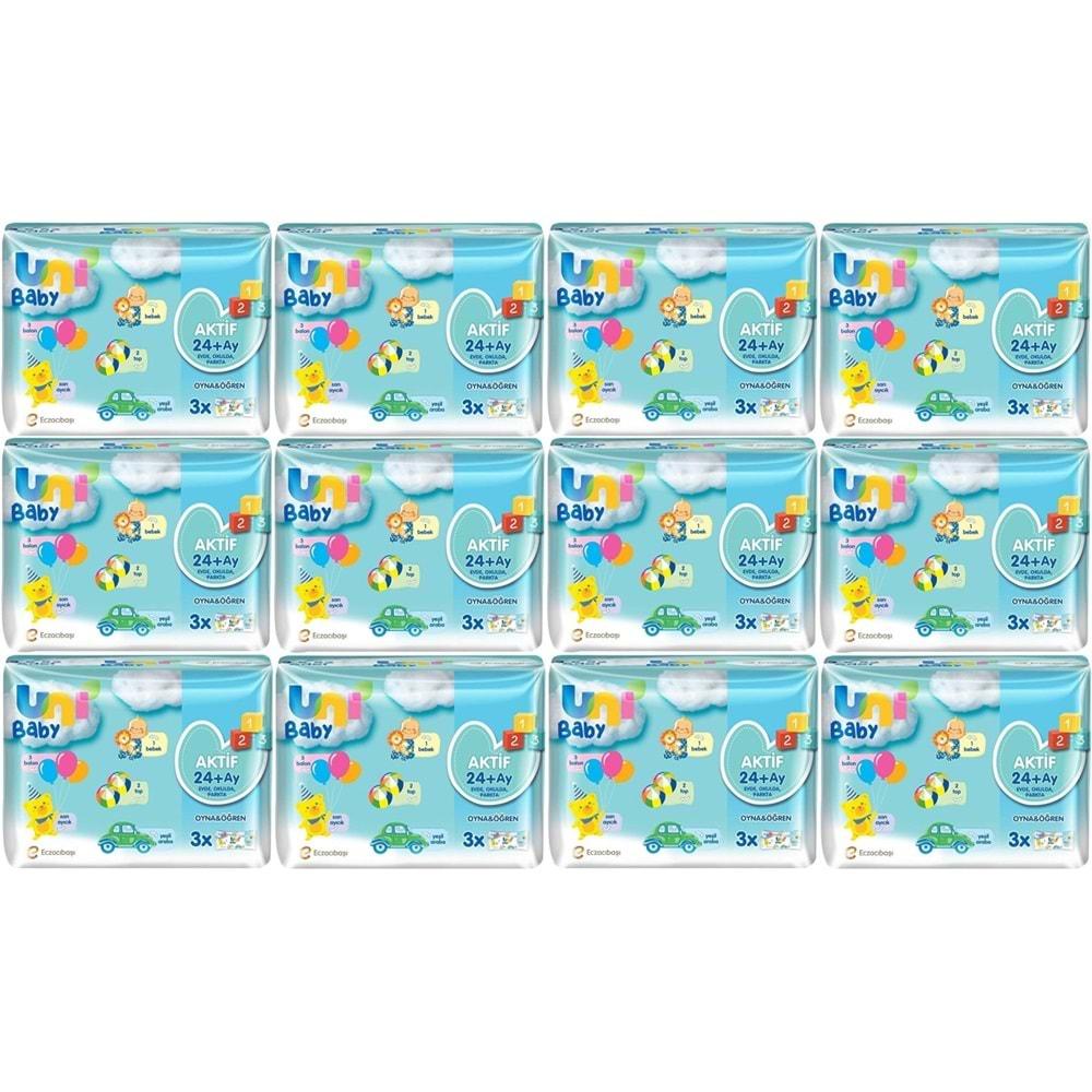 Uni Baby Islak Havlu Aktif / Oyna & Öğren 52 Yaprak (36 Lı Set) 1872 Yaprak (12PK*3)