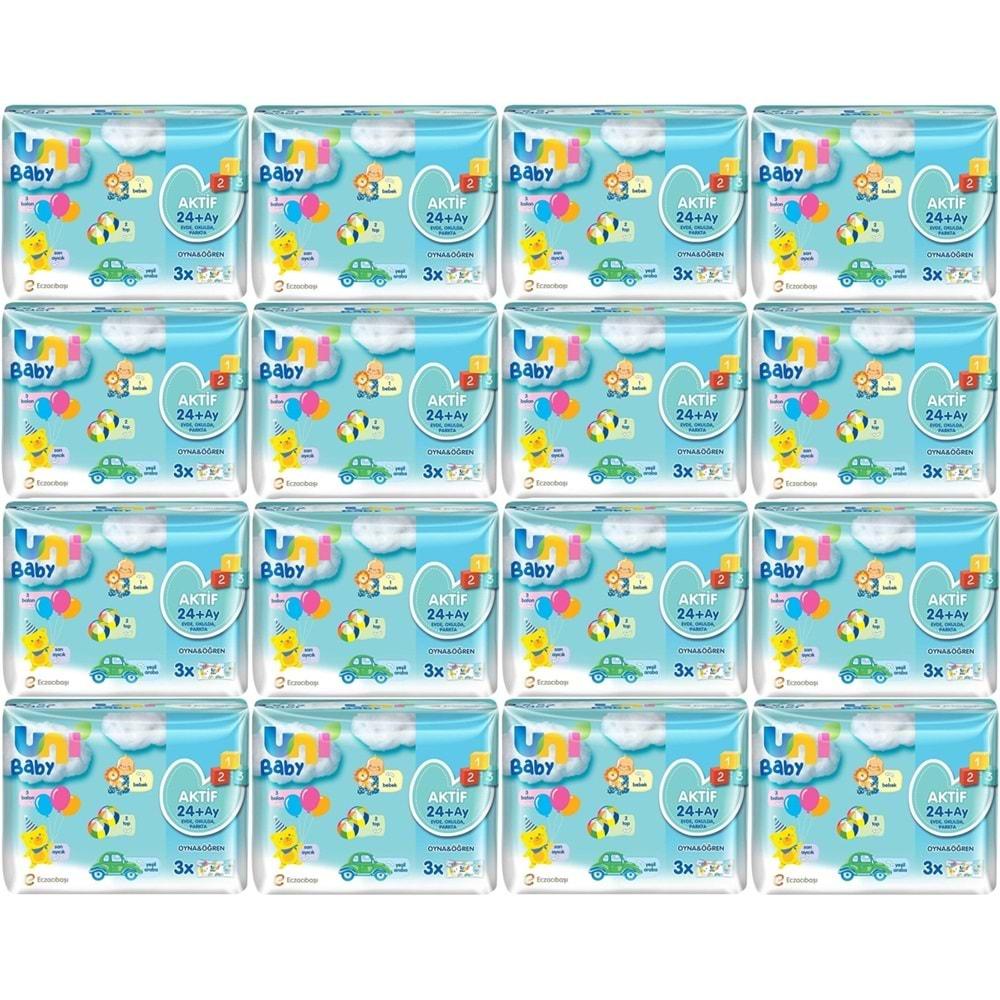 Uni Baby Islak Havlu Aktif / Oyna & Öğren 52 Yaprak (48 Li Set) 2496 Yaprak (16PK*3)