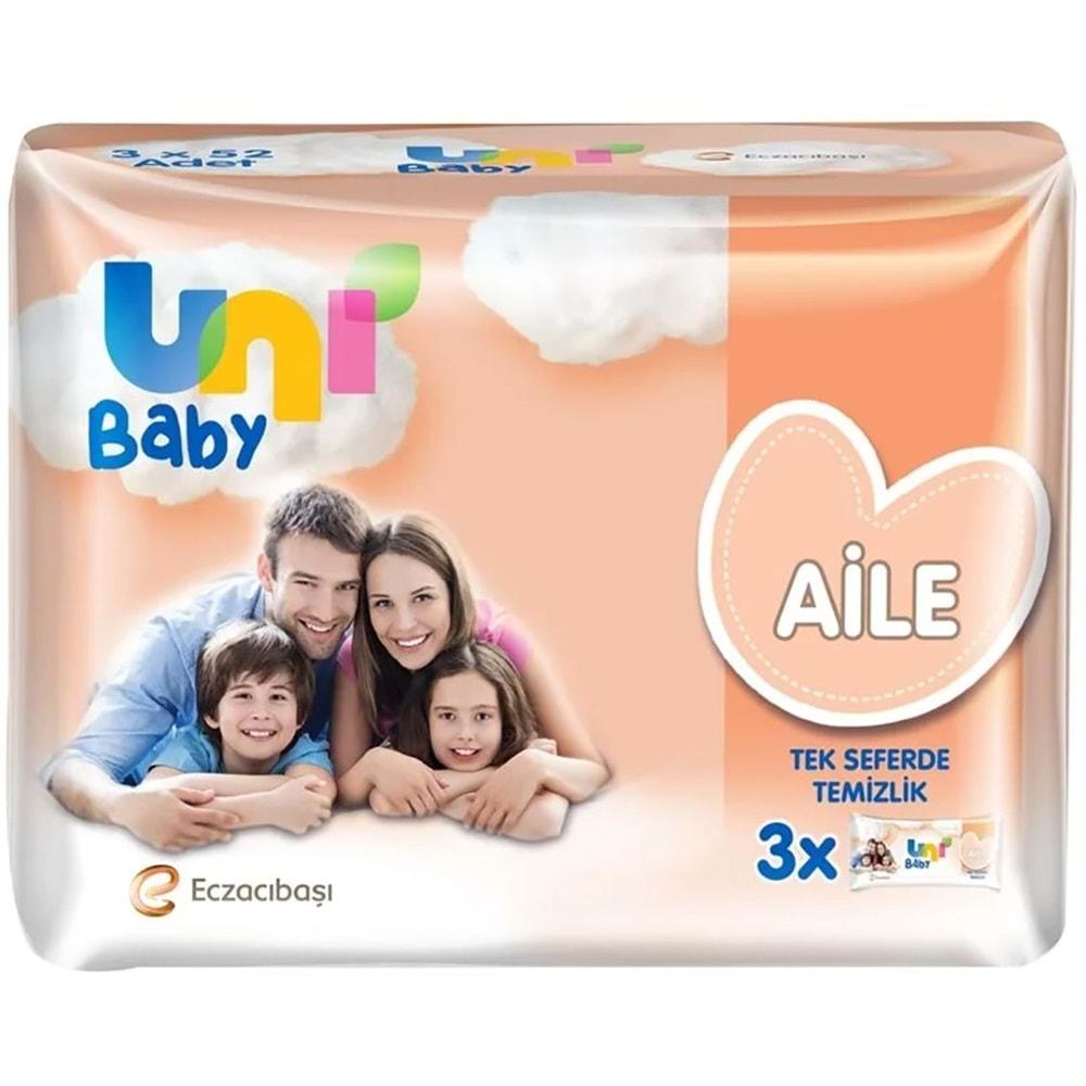 Uni Baby Islak Havlu Mendil Aile 52 Yaprak (6 Lı Set) 312 Yaprak (2PK*3)