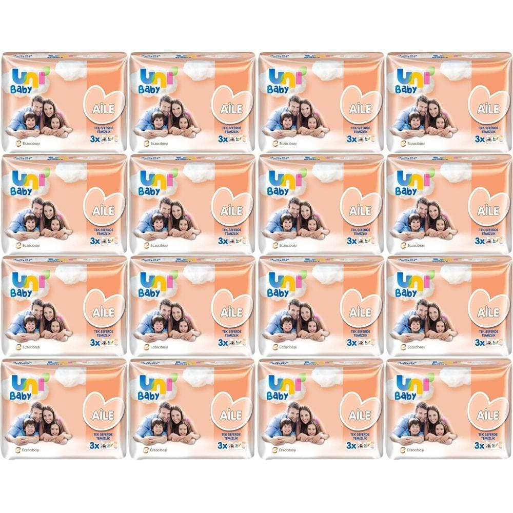 Uni Baby Islak Havlu Mendil Aile 52 Yaprak (48 Li Set) 2496 Yaprak (16PK*3)
