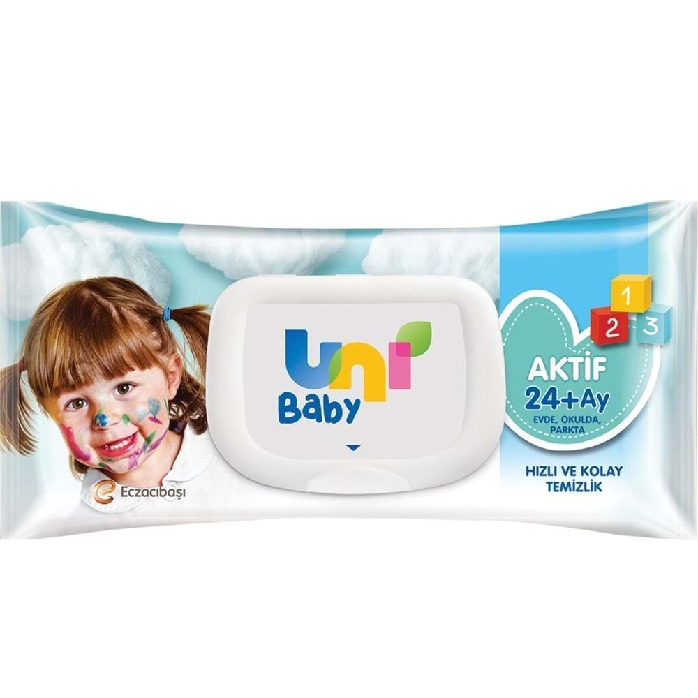 Uni Baby Islak Havlu Mendil 72 Yaprak Aktif (2 Li Set) 144 Yaprak Plastik Kapaklı