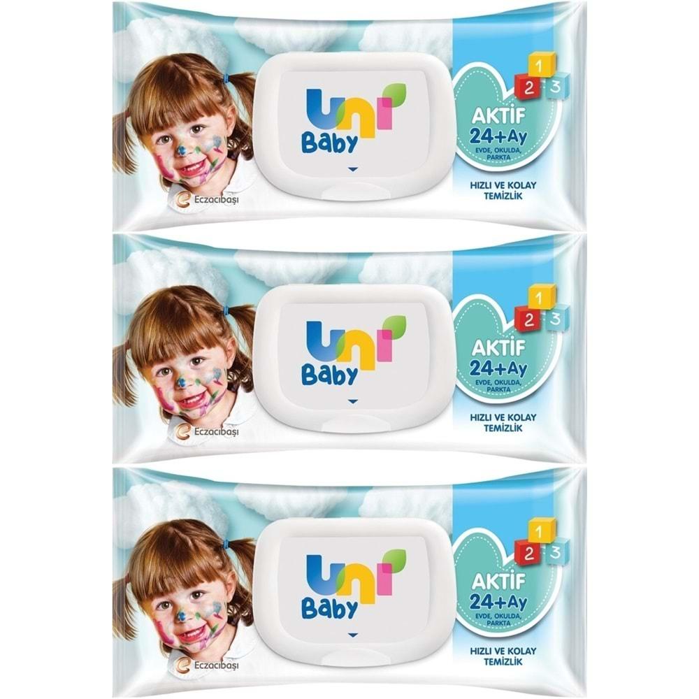 Uni Baby Islak Havlu Mendil 72 Yaprak Aktif (3 Lü Set) 216 Yaprak Plastik Kapaklı