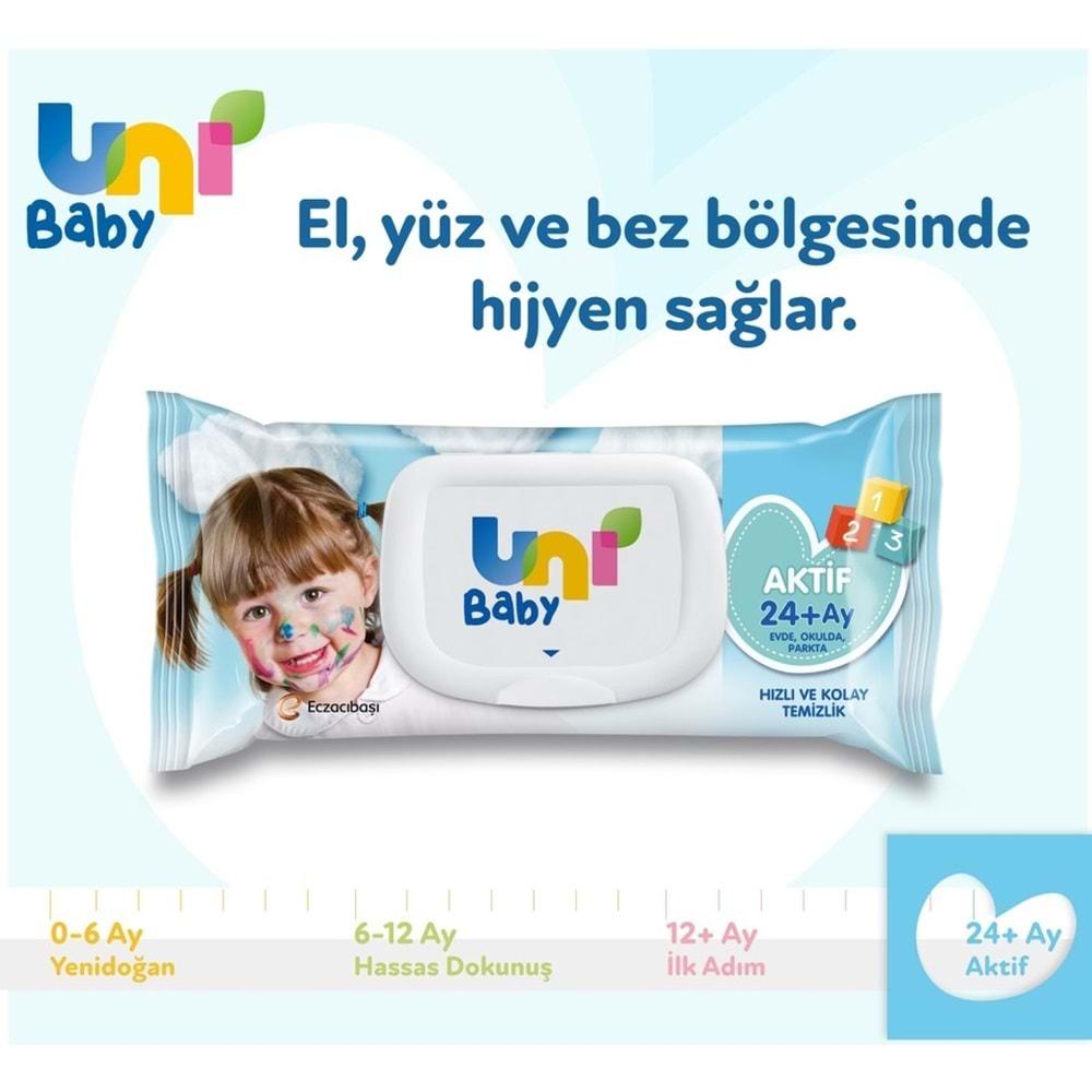 Uni Baby Islak Havlu Mendil 72 Yaprak Aktif (3 Lü Set) 216 Yaprak Plastik Kapaklı