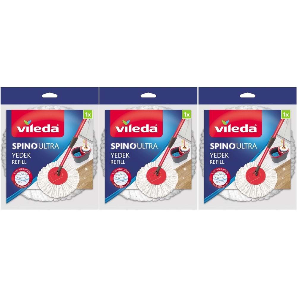 Vileda Spino Ultra Yedek Mop Paspas Ucu (%100 Mikrofiber) (3 Lü Set)