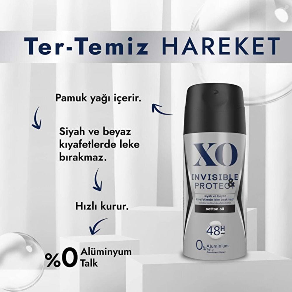 XO Deodorant 150ML Men-Erkek Invisible & Protect (3 Lü Set)