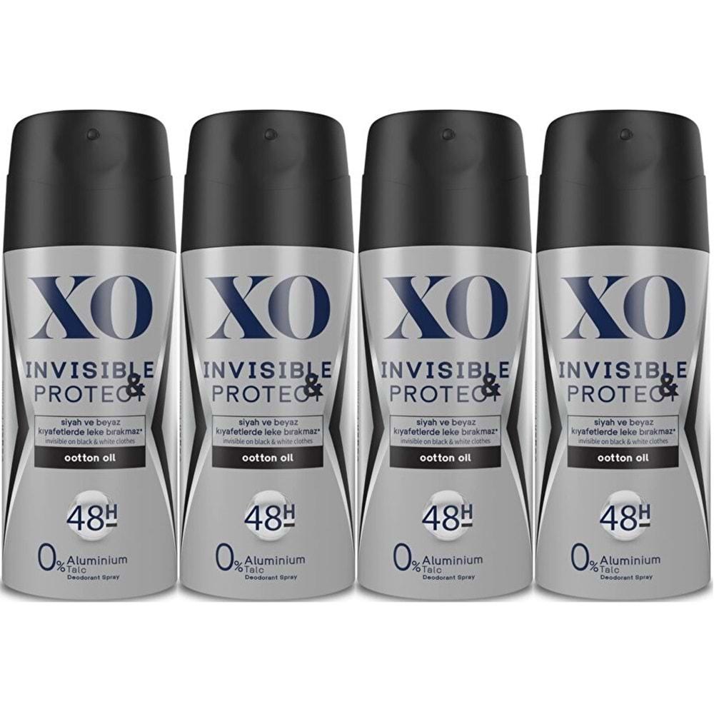 XO Deodorant 150ML Men-Erkek Invisible & Protect (4 Lü Set)