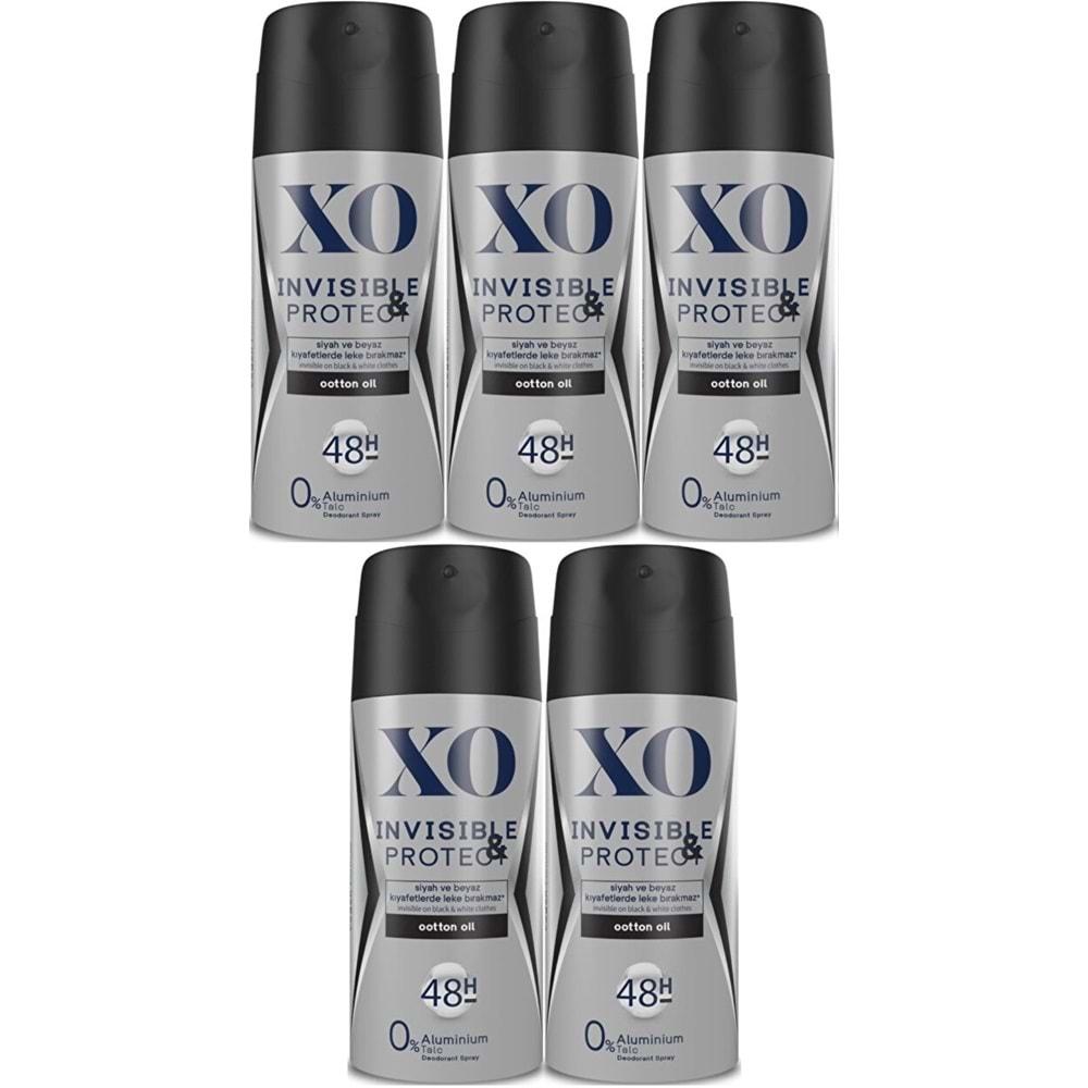 XO Deodorant 150ML Men-Erkek Invisible & Protect (5 Li Set)