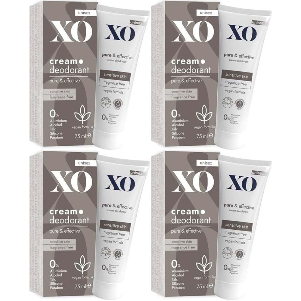 XO Krem Deodorant 75ML Unisex Pure & Effective Kokusuz (4 Lü Set)