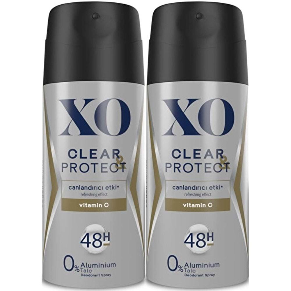 XO Deodorant 150ML Men-Erkek Clear & Protect (2 Li Set)