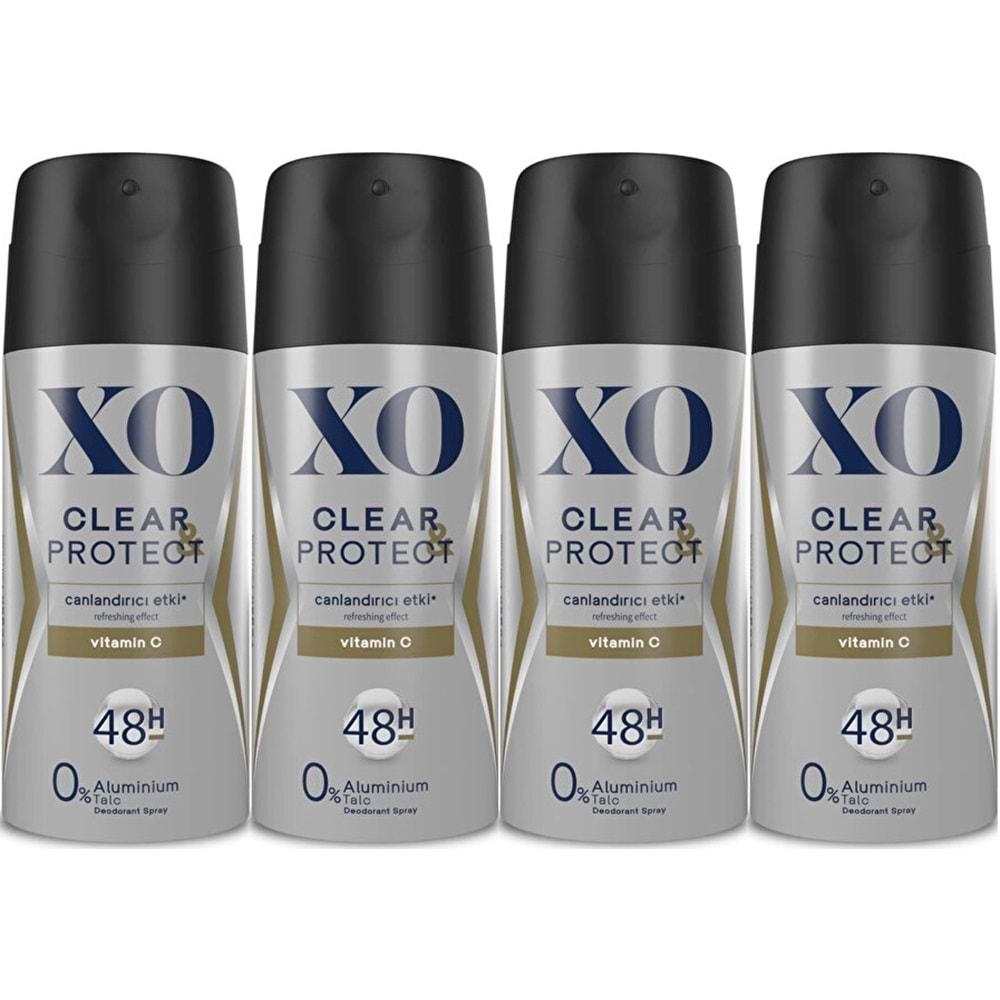 XO Deodorant 150ML Men-Erkek Clear & Protect (4 Lü Set)