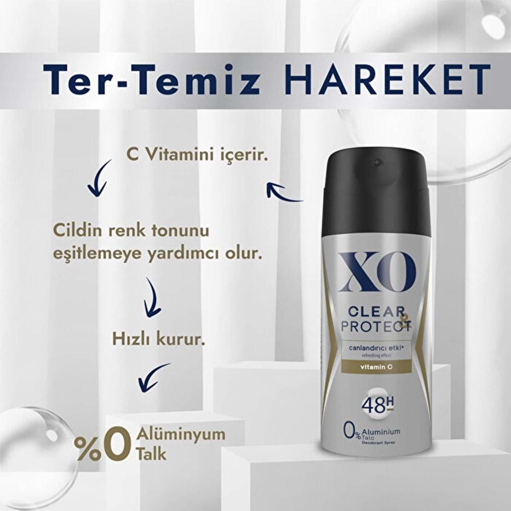 XO Deodorant 150ML Men-Erkek Clear & Protect (4 Lü Set)