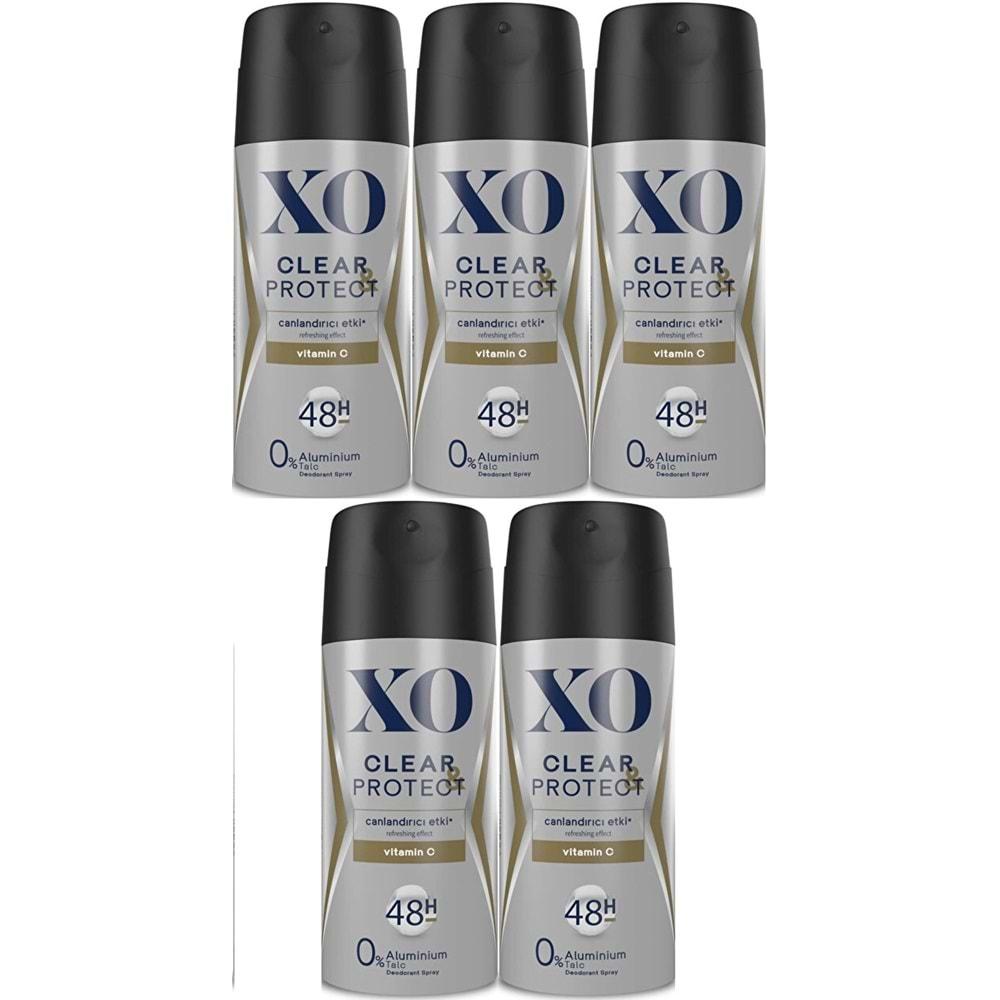 XO Deodorant 150ML Men-Erkek Clear & Protect (5 Li Set)