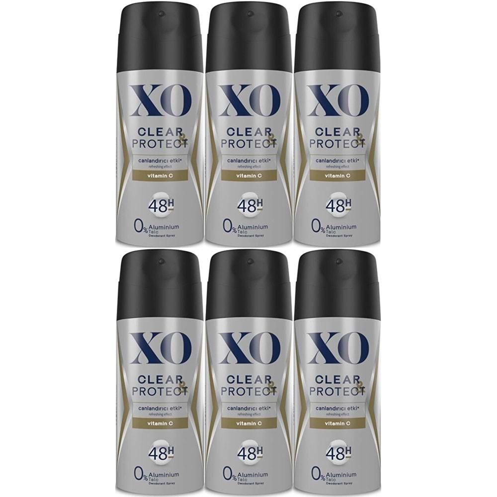 XO Deodorant 150ML Men-Erkek Clear & Protect (6 Lı Set)