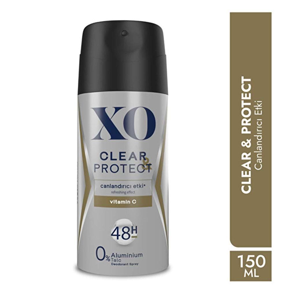 XO Deodorant 150ML Men-Erkek Clear & Protect (6 Lı Set)