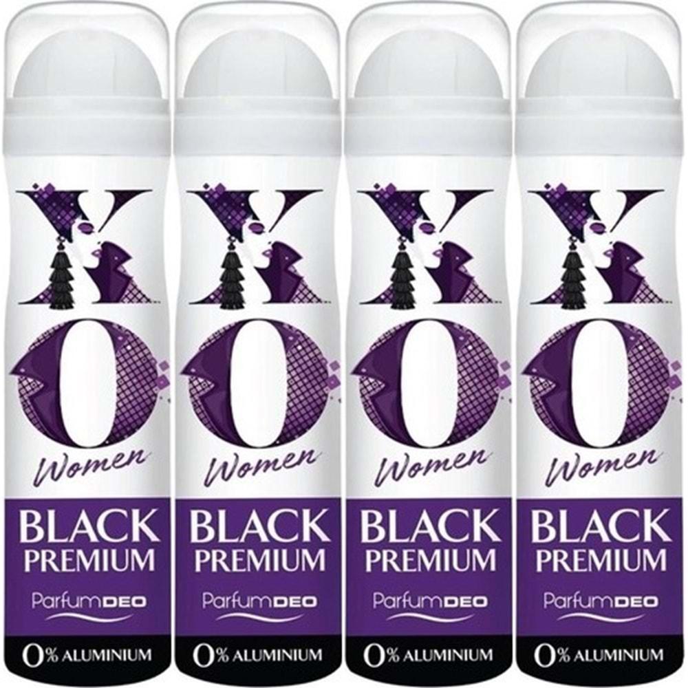 XO Deodorant 150ML Women-Kadın Black Premium (4 Lü Set)