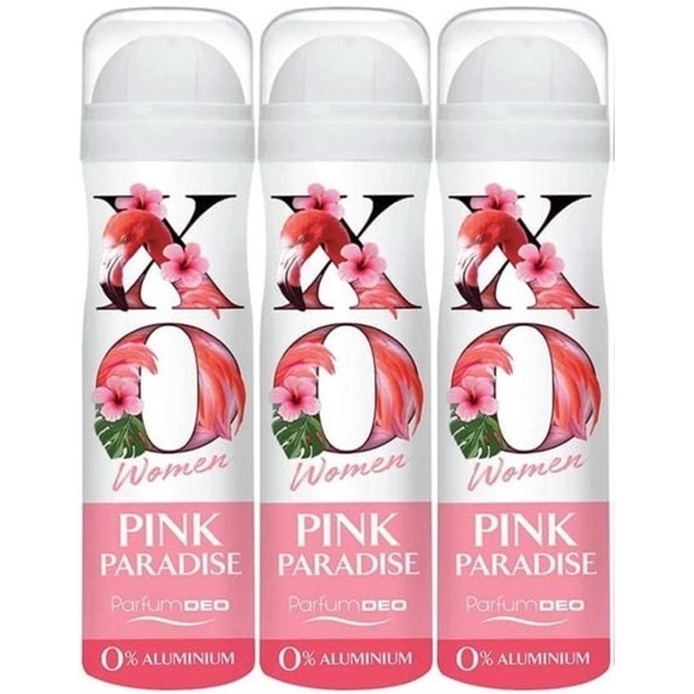 XO Deodorant 150ML Women-Kadın Pink Paradise (3 Lü Set)